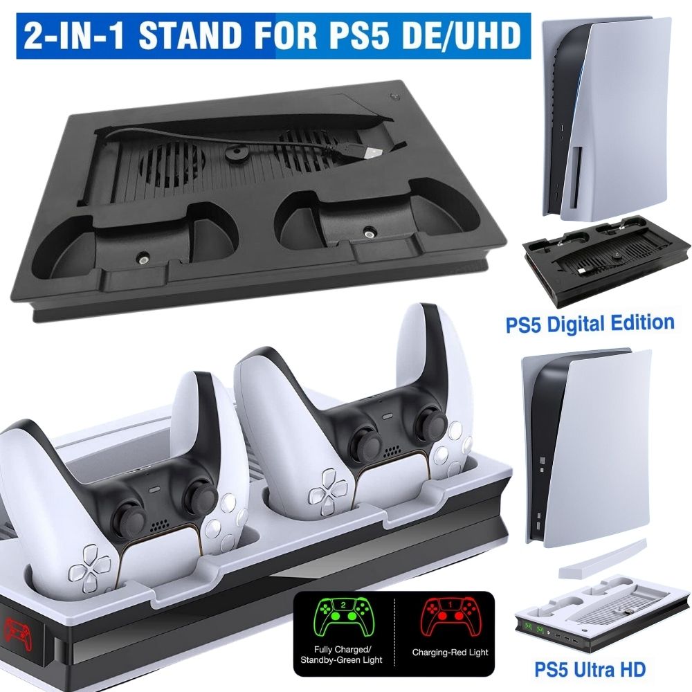 PlayStation PS5 Stand with Cooling Fan & Dual Controller Charging Dock