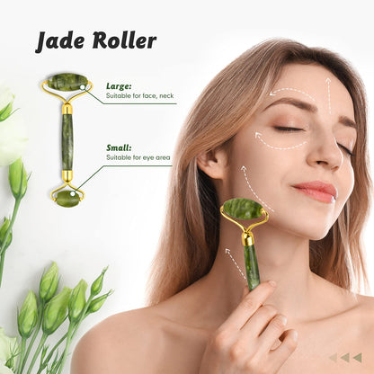 Premium Jade Roller with Deep cut Gua Sha