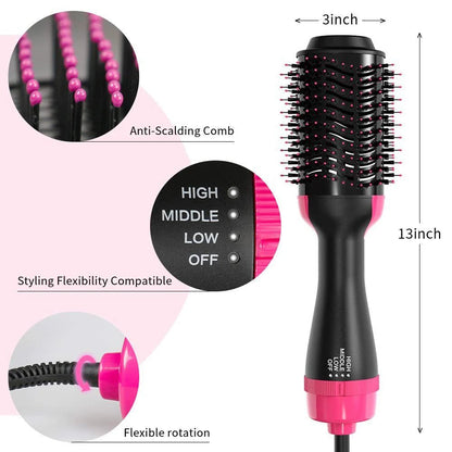 3-in-1 Hair Dryer, Straightener & Hair Curler Brush