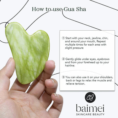 Premium Jade Roller with Deep cut Gua Sha